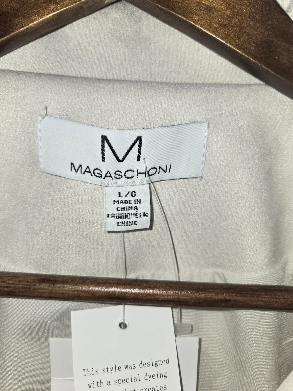 NWT Magaschoni Light Cream Zip-Up Super-Soft Faux Suede Leather Jacket Womens L - Picture 7 of 13